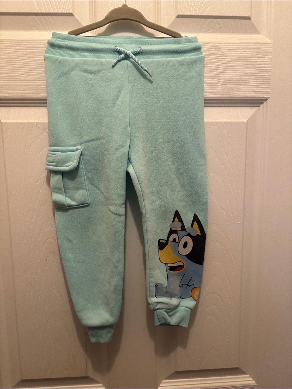 Kids Mint Cartoon Cargo Sweatpants with Drawstring